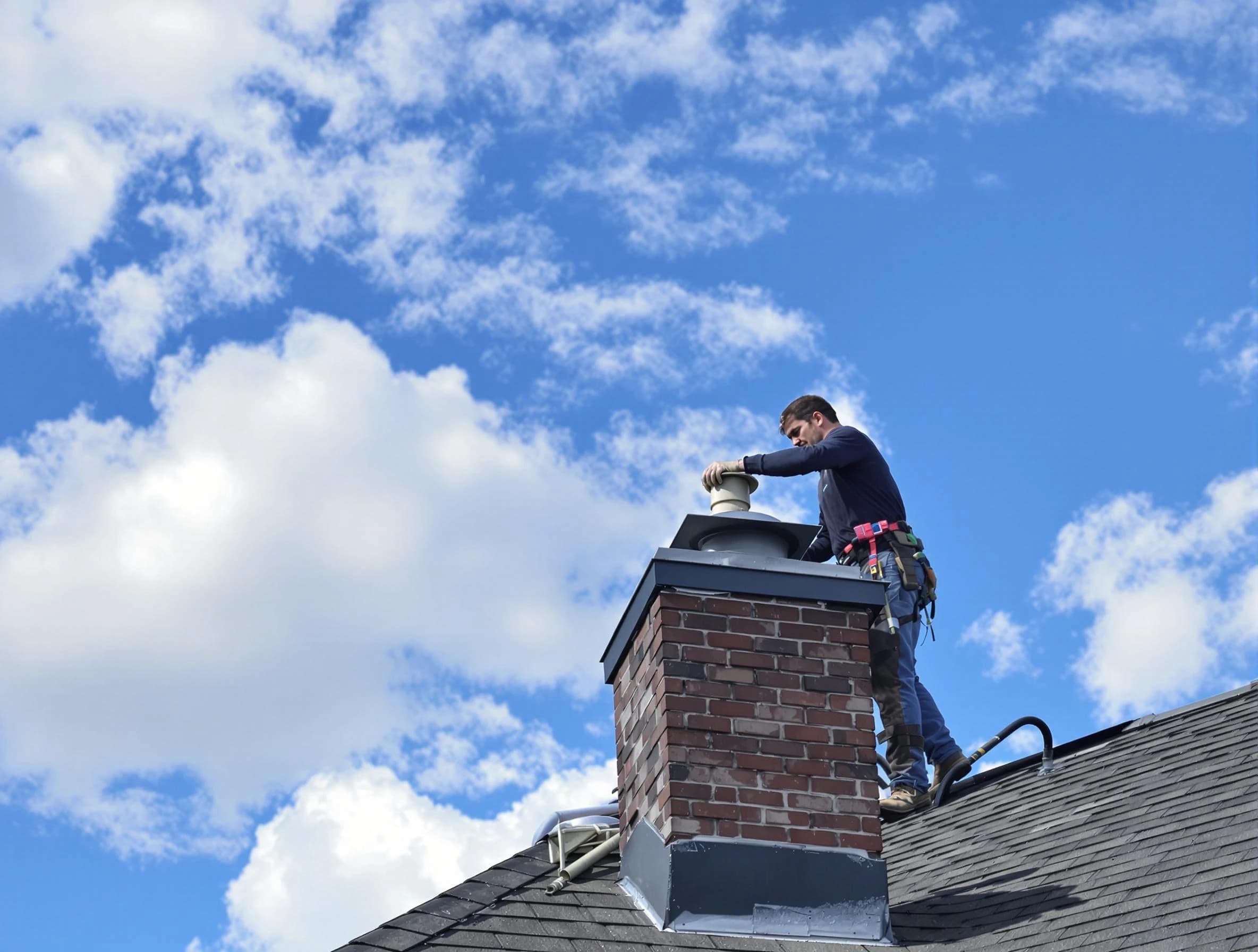 Lehi Chimney Sweep installing a sturdy chimney cap in Lehi, UT