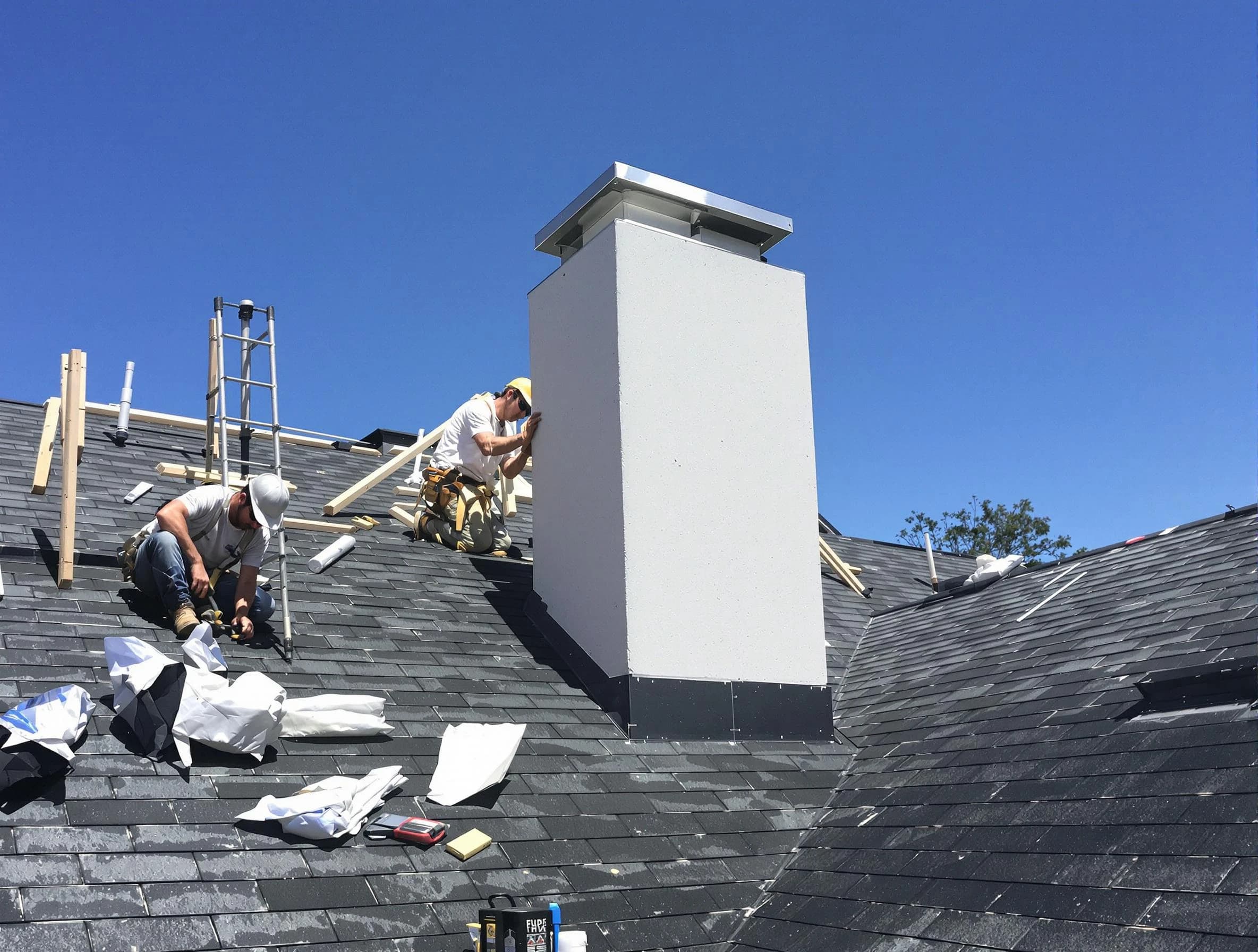 Lehi Chimney Sweep crew installing a new chimney in Lehi, UT