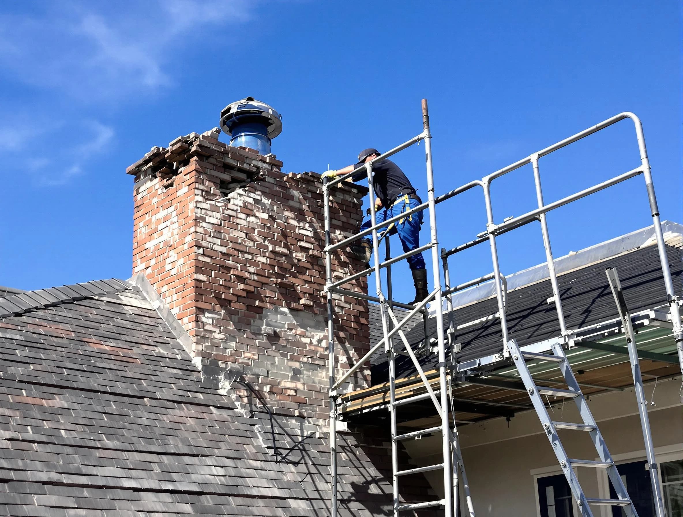 Rebuilding a chimney structure by Lehi Chimney Sweep in Lehi, UT