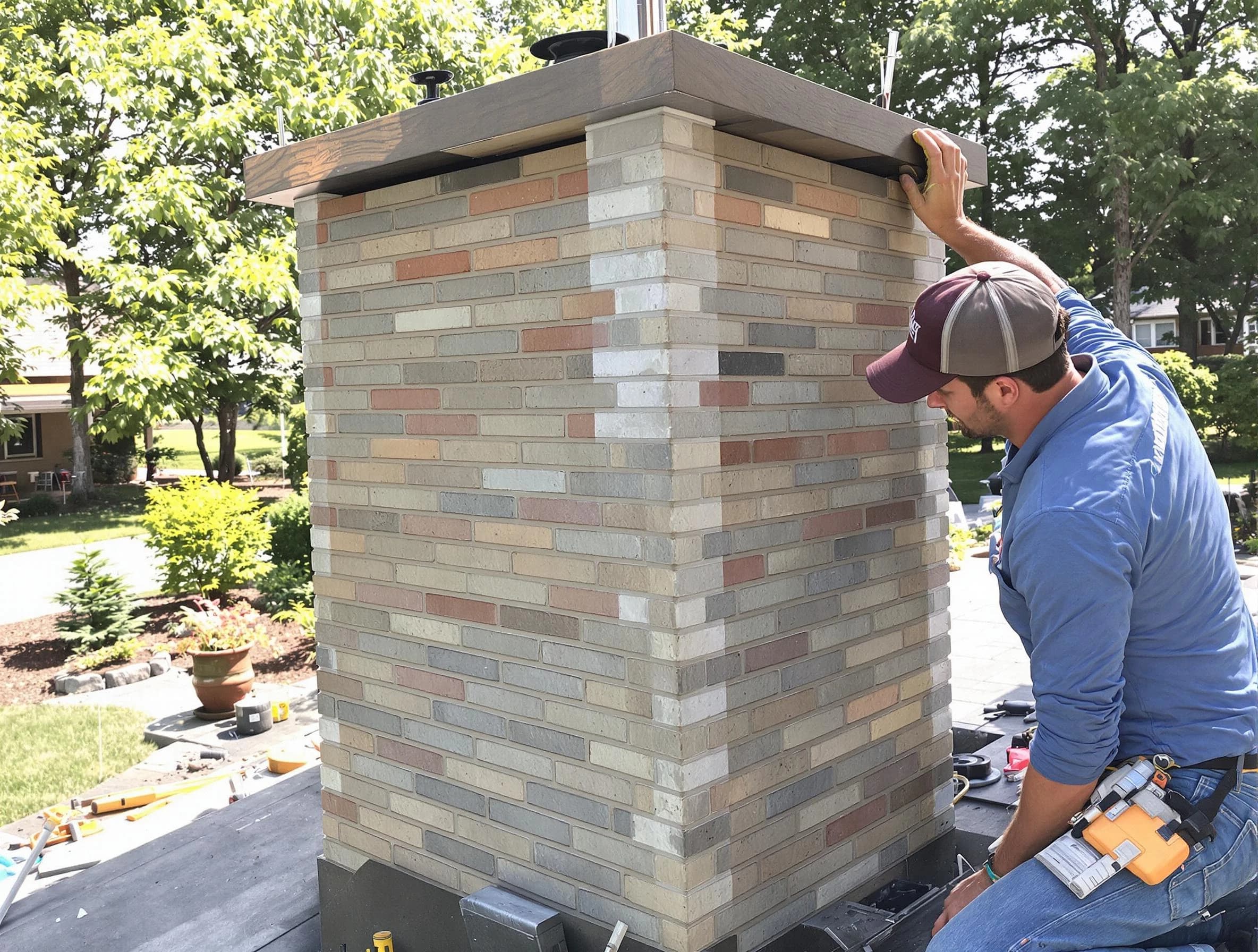 Lehi Chimney Sweep completing a modern chimney remodel in Lehi, UT