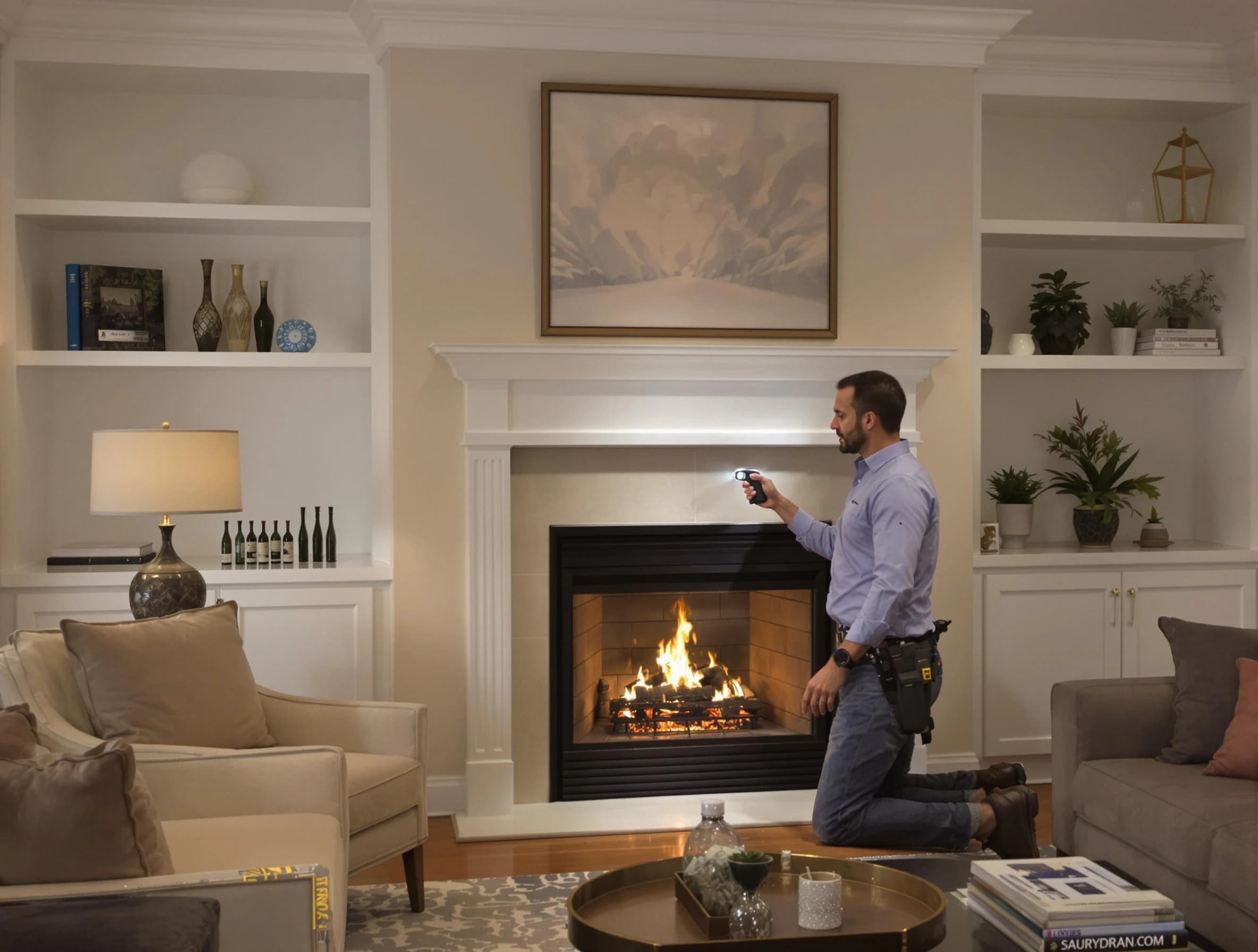 Lehi Chimney Sweep conducting a fireplace safety inspection in Lehi, UT