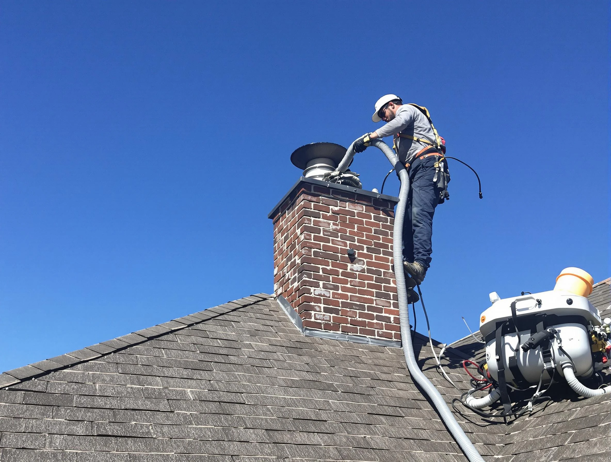 Dedicated Lehi Chimney Sweep team member cleaning a chimney in Lehi, UT