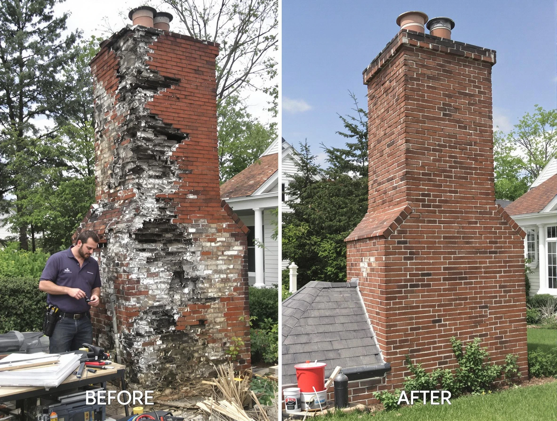 Lehi Chimney Sweep performing a full chimney restoration in Lehi, UT